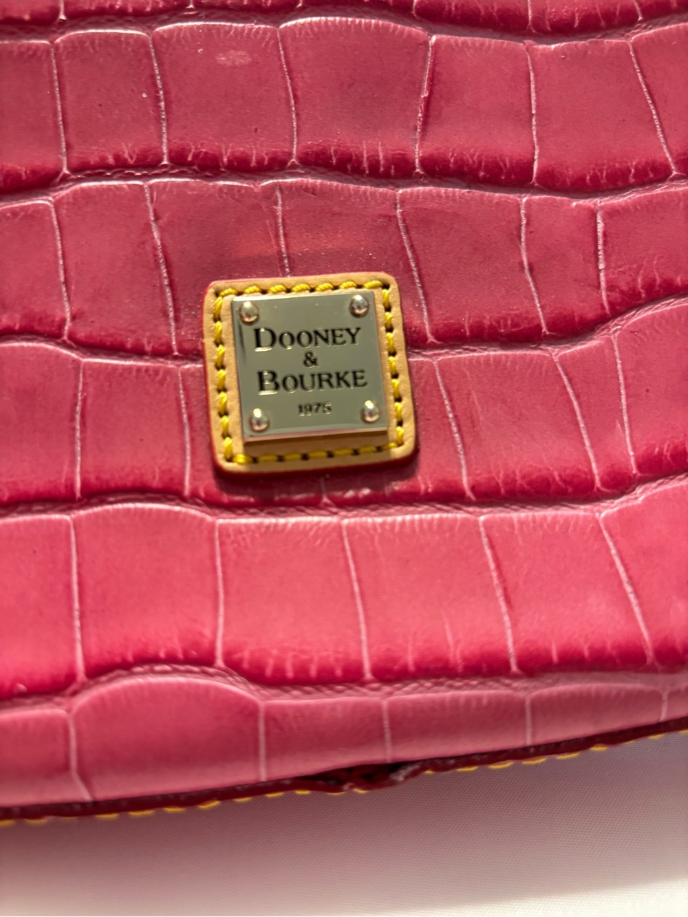 Dooney & Bourke Fuchsia Pink Croc Embossed Leather Handbag EUC